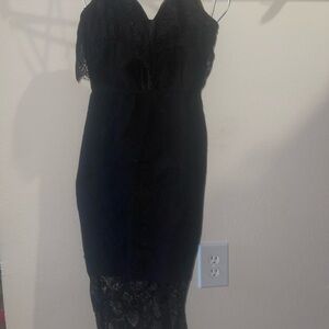 Lulu's Black Strapless Lace Dress